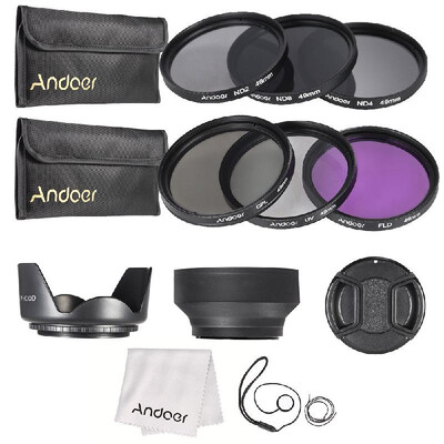 

49mm 52mm 55mm 58mm 62mm 67mm 72mm UV CPL FLD ND 2 4 8 Lens Filter Kit Pouch Hood Cap for Canon Nikon X9I6