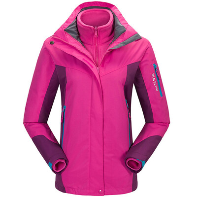 

Jingdong self-operated Fugui bird FUGUNIAO outdoor three-in-one jacket detachable two-piece warm waterproof cold cap with mountaineering suit D058 female rose red 2XL