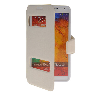 

MOONCASE View Window Leather Side Flip Pouch Stand Shell Back ЧЕХОЛ ДЛЯ Samsung Galaxy Note 3 N9000 White