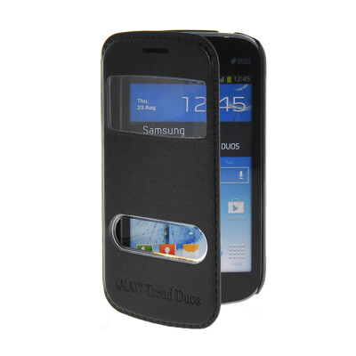 

MOONCASE View Window Leather Side Flip Pouch Stand Shell Back ЧЕХОЛ ДЛЯ Samsung Galaxy S Duos S7562 Black