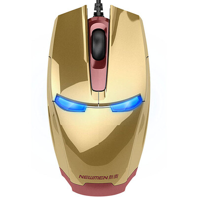 

Upscale Newmen upstart Iron Man wired game light mouse gold blue