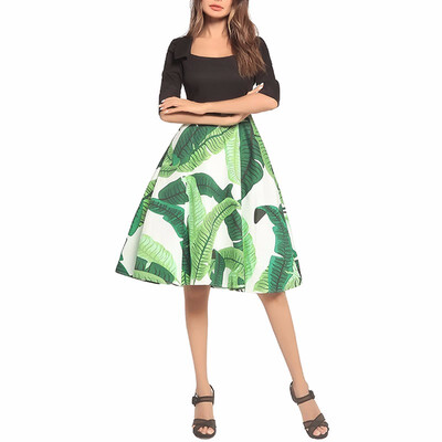

BOFUTE New Europe America Spring summer Womens clothing Big pendulum Long skirt Sleeve printing Dresses A0012