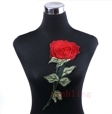 

1pcslot Brand Patches Flowers Embroidered Patch Iron On Red Rose Fabric Repair Sew Badges Clothes Appliques DIY Wedding Sticker