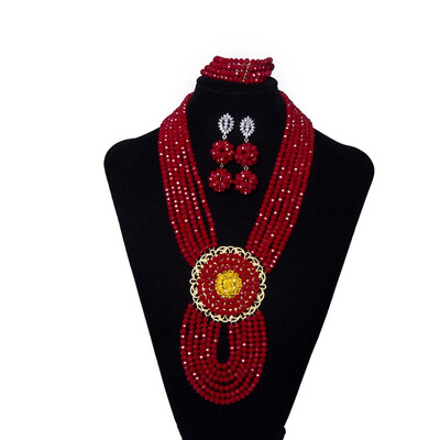 

Ethiopian Crystal Jewelry Set For Women Hand Made Beaded Necklace Earring Bracelet African Wedding Beads Bridal Jewelry Set