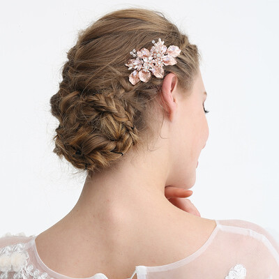 

Jonnafe Rose Gold Leaf Headpiece For Bride Floral Bridal Crystal Hair Comb Wedding Hair Accessories Ornament Women Jewelry