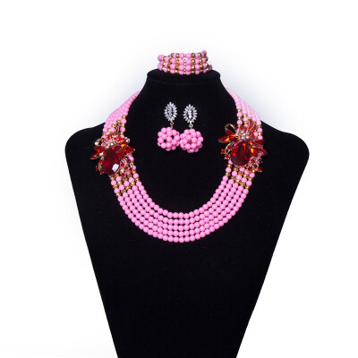 

Pearl Necklace And Earring Women Engagement Jewelry African Necklace Set For Wedding Nigerian Bridal Beads Necklace Jewelry Set