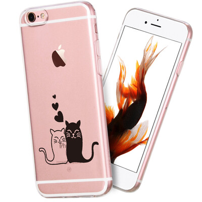

KOOLIFE Apple iPhone 6 6s Mobile Shell Cover 6s Cartoon Shell Apple 6 Painted Silicone Soft Shell Shell Shockproof Shell 47 inches - Couple Meow