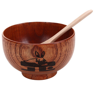 

Yachts Wooden Bowl Zodiac Rabbit Carved Bowl Rice Rice Bowl Children&39s Adult Creative Bowl Japanese Style Bowl JC-W1890
