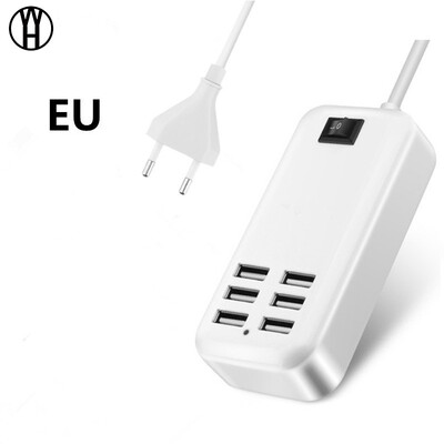 

WH 6 Ports Phone USB Charger 5V3A Mobile Phone Universal For iPhone iPad Samsung Multiple Wall Charging
