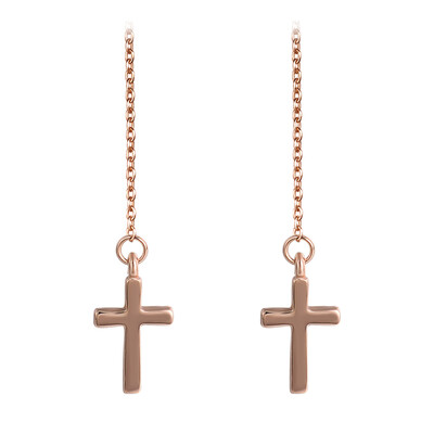 

Yoursfs Cross Stud Earrings Rose GP Crucifix Clear CZ Vintage Drop Dangle Earrings Women Jewelry