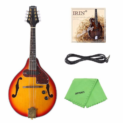 

String Instrument 8-String Electric Mandolin Rosewood Fingerboard with Cable Strings Cleaning Cloth