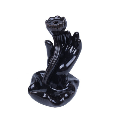 

UpperX Ceramic Lotus Flower Incense Burner Holder 1 Black