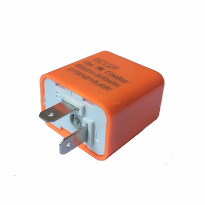 

12V 2 Pin Speed Adjustable LED Indicator Flasher Turn Signal Light Relay Resistor Fix Hyper Control Flash for Motorcycle Orange Co