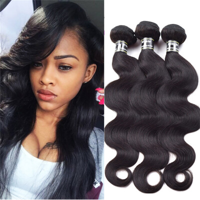 

7A Brazilian Virgin Hair 3 Bundles Body Wave Hair Weave Extensions Unprocessed Human Hair Piece Soft&Bouncy 1B Color
