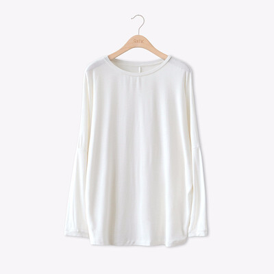 

2018 autumn new Korean t-shirts women round neck oversize cotton loose solid color basic tops long-sleeved t-shirt