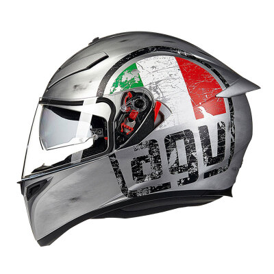 

AGV helmet K3 SV TOP double lens four seasons wide angle ventilation full helmet Italy locomotive racing riding anti-fog running helmet SCUDETTO MATT SILVER M