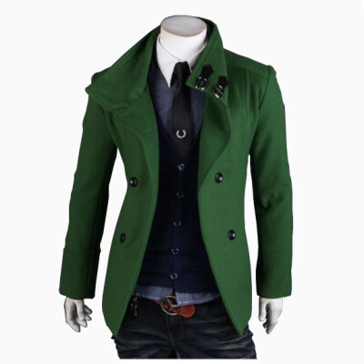 

Zogaa New Mens Wool Coat Spring Short Double-breasted