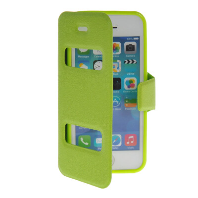 

MOONCASE View Window Leather Side Flip Pouch Stand Shell Back Case Cover for Apple iPhone 5C Green