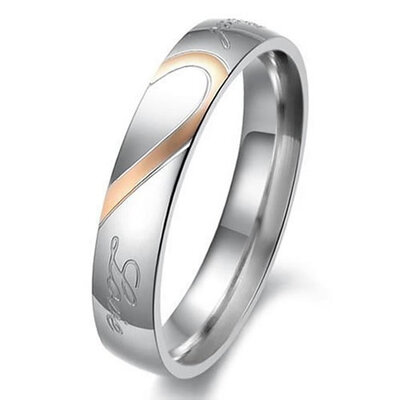 

Hpolw Mens/ Womens Brand Jewelry Stainless Steel Lettering Ring Ring "Real Love" Couples silver Wedding rings