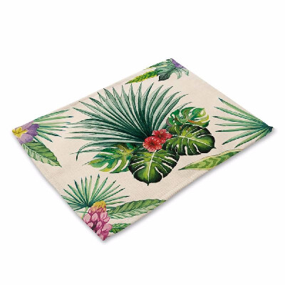 

Plant Printed Polyester Placemat Heat resistant Stain resistant Anti slip Table Mat Bowl Coaster Dining Tableware Pad for Dining T