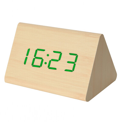 

Compas Compas Alarm Clock Creative Alarm Control Electronic Clock LED Night Light Silence Temperature Wood Clock HX-0813 Bamboo Wood Red Word