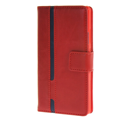 

MOONCASE Senior Leather Flip Wallet Card Slot Bracket Back Case Cover for Huawei Ascend P8 Red