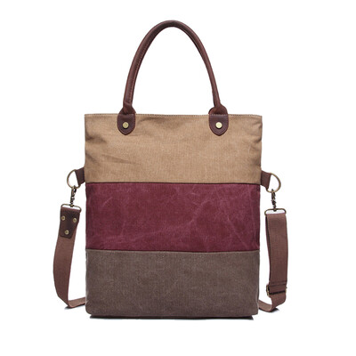

New fashion women canvas shoulder bag genuine leather messenger bag for ladies large tote bag high quality handbag