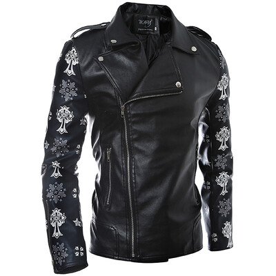 

Zogaa New Mens Leather Popular Oblique Zipper Slim