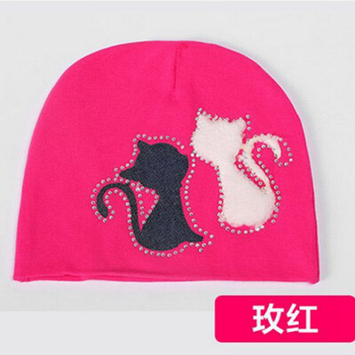 

Buebos Ninos 2015 New Autumn Winter Warm Baby Beanie Cap Soft Crochet Knit Couple of Cats Patten Hat Infant Newborn Children Toddler Cap Christmas Gift