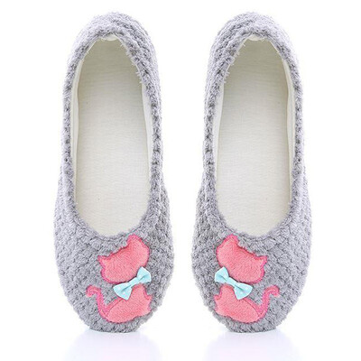 

Qingyi month shoes cotton slippers soft bottom non-slip winter warm home slippers pregnant women shoes cat gray 36-37