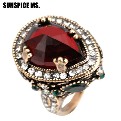 

Unique Big Natural Stones Vintage Ring Indian Jewelry Antique Gold Color Turkey Ethnic Wedding Rings Bijoux Anillo Gift 2018 New