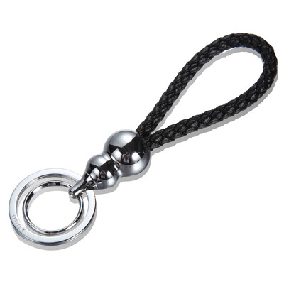 

Authentic zobo car keychain fashion hand-woven rope double ring treasure hoist key ring ZB-939 silver black car gift gift