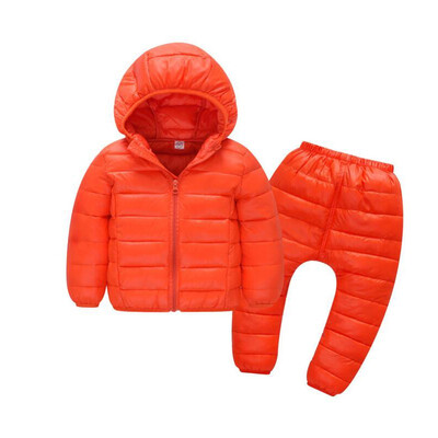 

Children Winter Clothes Sets 2 Pieces Cotton-Padded Hooded JacketPants Baby Boys Girls Warm Parkas Solid Coat Kids Outerwear