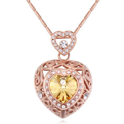 

Crystal Heart Necklace Pendant For Women Mothers Day Gifts Crystal from Swa Elements Rose Gold Plated 19670
