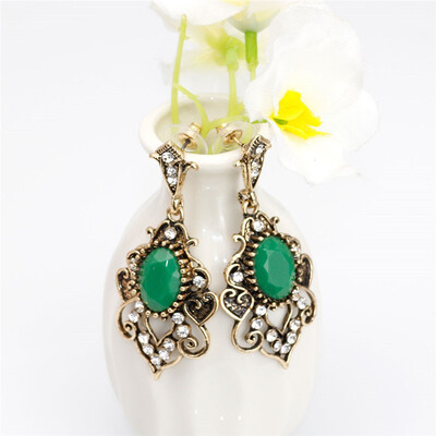 

Vintage Indian Jewelry Ethnic Long Dangle Earrings For Women Antique Gold Color Round Stones Turkish Drop Earring Wholesale 2018