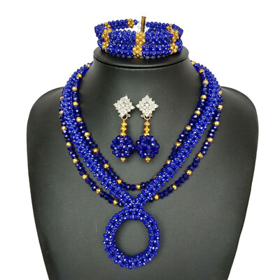 

Handmade Red And White Color Jewelry Nigerian Bride Bridal Crystal Beads Statement Necklace African Wedding Jewelry Set For Women