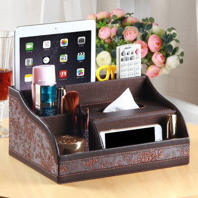 

Yapi Shi leather curved multi-function tissue box box carton napkin creative simple living room desktop storage box paper box drawer gold embroidery