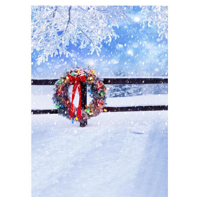 

Xmas Wreath Photo Backdrop 57FT Vinyl Fabric Cloth Digital Printing Photo Background s-998