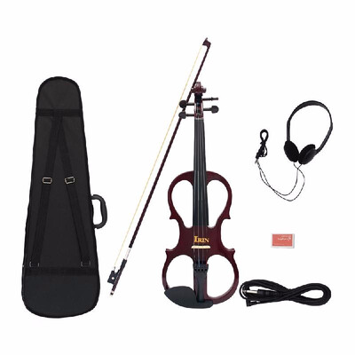 

44 Wood Maple Electric Violin Fiddle Stringed Instrument with Ebony Fittings Cable Headphone Case for Music Lovers Beginners Dura