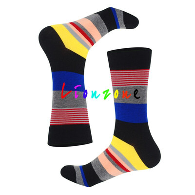 

LIONZONE 2018 Hot Happy Socks Men Women Unisex With Stripes Design Cotton Travertine Casual Crew Socks Funny Gift