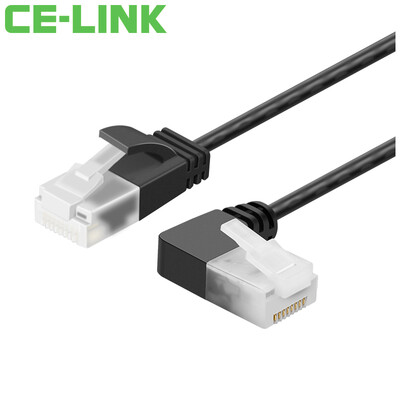 

CE-LINK CAT6A network cable fine network cable super six UTP high speed network cable 90 degree elbow left curved cable black 2 m 4321
