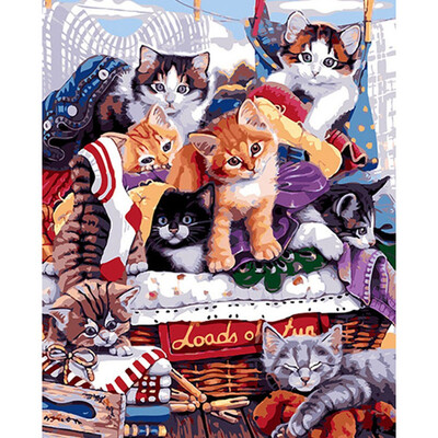 

Diy Animals Oil Painting Paint by Numbers Kit with Brushes&Acrylic Paints for Adults - Lovely Cats