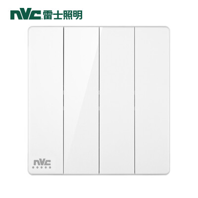 

NVC switch socket panel smart series four four open single control with fluorescent 86 type bed switch socket no border large rocker panel white