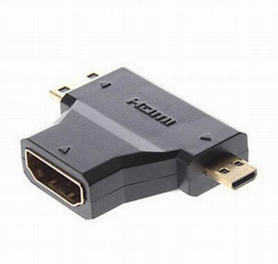 

Huayuan 3 in 1 Mini Micro HDMI Male to HDMI Female V1.4 90 Degree Angle Adapter Connector