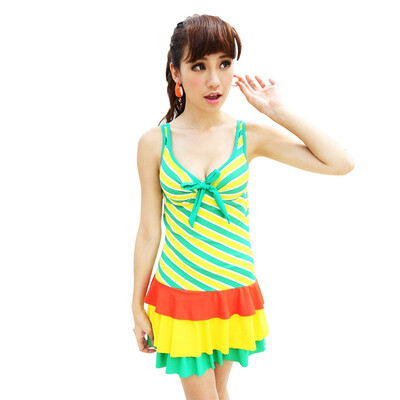 

QIHAI (QIHAI) ladies swimsuit with steel care cover was thin gathers split angle swimwear  number green 84119-1