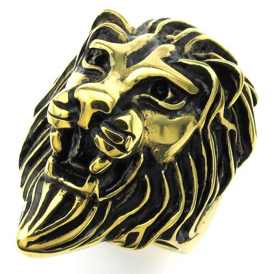 

Hpolw Mens Stainless Steel Black&Golden Biker Jewelry Lion King Ring Gothic Charm Lion ring