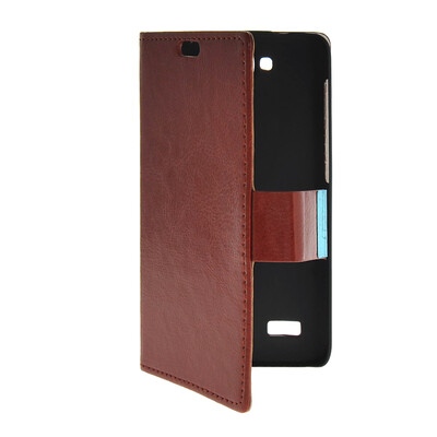 

MOONCASE Slim Leather Side Flip Wallet Card Slot Pouch with Kickstand Shell Back чехол для Huawei Honor Holly Brown