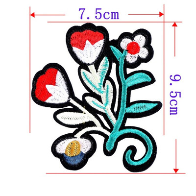 

twilingh Patches Sewing On Iron-On Accessories Red Flower Embroidered Sequined Patches For Women Wedding Dress Clothing