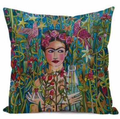 

Cushion Cover Frida Kahlo Colorful Flowers Pillowcase Woven Pillow Covers Polyester&Cotton Home Decor Drop Shipping