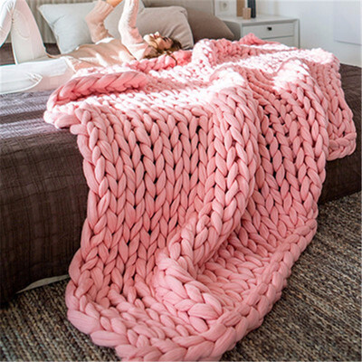 

Crocheted BedSofa Blanket Hand Weaving Linen Chunky Winter Fleece Wool Knitted Giant Thick Yarn Bulky Knitting Throw Blankets